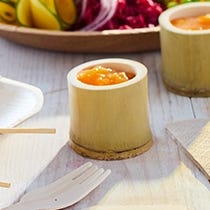 Verrines, coupelles et cuillères bambou / bois