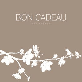Bon cadeau fond taupe fleurs blanches 12x12cm- par 12 Bon cadeau fond taupe fleurs blanches 12x12cm- par 12