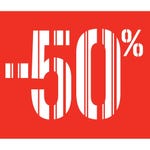 Affiche -50% codes barres 40x40cm rouge