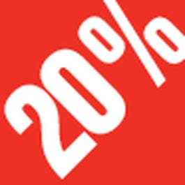 Sticker remise -20% 3.3x3.3cm blanc/rouge - par 500 Sticker remise -20% 3.3x3.3cm blanc/rouge - par 500