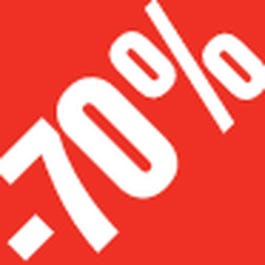 Sticker remise -70% 3.3x3.3cm rouge/blanc - par 500 Sticker remise -70% 3.3x3.3cm rouge/blanc - par 500