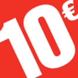 Sticker 10� 3.3x3.3cm rouge/blanc - par 500 Sticker 10� 3.3x3.3cm rouge/blanc - par 500