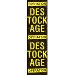Affiche Opération Déstockage verticale 115x30cm noir/jaune