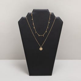Présentoir collier plat simili cuir noir H31cm Présentoir collier plat simili cuir noir H31cm
