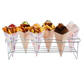 Porte frites inox 6 cornets 45x14x10,8cm Porte frites inox 6 cornets 45x14x10,8cm