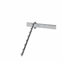 Bras incliné L35cm et 8 crans pour barre ovale de 36cmx18mm - chromé Bras incliné L35cm et 8 crans pour barre ovale de 36cmx18mm - chromé