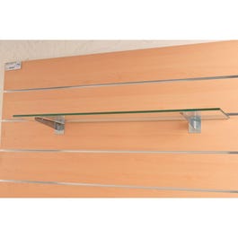 Consoles gauche + droite chromées L. 20cm pour panneau rainuré (la paire) Consoles gauche + droite chromées L. 20cm pour panneau rainuré (la paire)