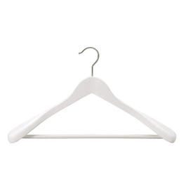 Cintre bois blanc avec barre épaule large L44cm - par 3 Cintre bois blanc avec barre épaule large L44cm - par 3