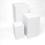 Podium colonne blanc 45x45x100cm + 40x40x75cm + 30x30x50cm - set de 3