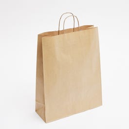 Sac kraft vergé brun poignées torsadées brun 24x12x31cm - par 50 Sac kraft vergé brun poignées torsadées brun 24x12x31cm - par 50