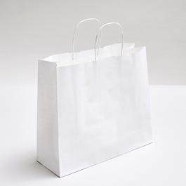 Sac kraft vergé blanc poignées torsadées 36x12X31cm - par 50 Sac kraft vergé blanc poignées torsadées 36x12X31cm - par 50