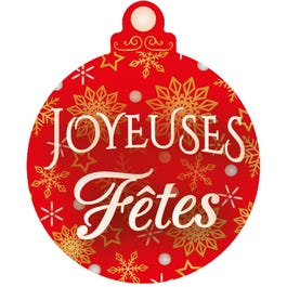 Etiquette cadeau adhésive Joyeuses Fêtes rouge forme boule 40x40mm - par 500 Etiquette cadeau adhésive Joyeuses Fêtes rouge forme boule 40x40mm - par 500