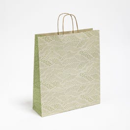 Sac kraft Toscane vert poignées torsadées 36x12x41cm - par 25 Sac kraft Toscane vert poignées torsadées 36x12x41cm - par 25