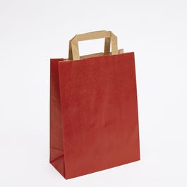 Sac kraft vergé rouge poignées plates 22x10x29cm - par 50 Sac kraft vergé rouge poignées plates 22x10x29cm - par 50