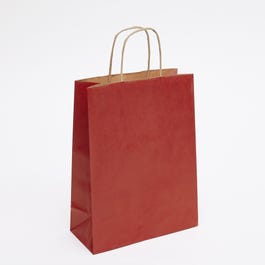 Sac kraft lisse poignées torsadées rouge 22x10x29cm - par 50 Sac kraft lisse poignées torsadées rouge 22x10x29cm - par 50