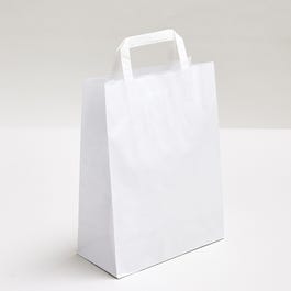 Sac kraft poignées plates blanc 18x8x22cm - par 50 Sac kraft poignées plates blanc 18x8x22cm - par 50