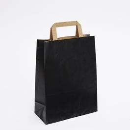Sac kraft vergé noir poignées plates 22x10x29cm - par 50 Sac kraft vergé noir poignées plates 22x10x29cm - par 50