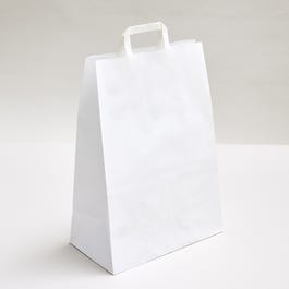 Sac kraft poignées plates blanc 32x17x45cm - par 50 Sac kraft poignées plates blanc 32x17x45cm - par 50