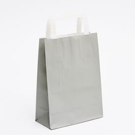 Sac kraft poignées plates gris 18x8x24cm - par 50 Sac kraft poignées plates gris 18x8x24cm - par 50