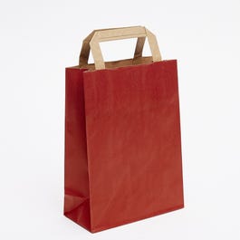 Sac kraft vergé rouge poignées plates 18x8x24cm - par 50 Sac kraft vergé rouge poignées plates 18x8x24cm - par 50