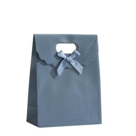 Pochette cadeau gris intissé à noeud L12xP6xH16cm - par 10 Pochette cadeau gris intissé à noeud L12xP6xH16cm - par 10