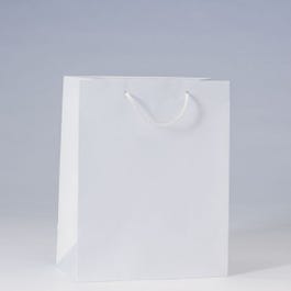 Sac Luxe pelliculé blanc 26x13x32cm - par 12 Sac Luxe pelliculé blanc 26x13x32cm - par 12
