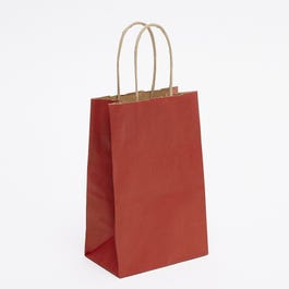 Sac kraft lisse poignées torsadées rouge 14x8,5x21,5cm - par 50 Sac kraft lisse poignées torsadées rouge 14x8,5x21,5cm - par 50