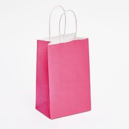 Sac kraft fuchsia poignées torsadées 14x8,5x21,5cm - par 50 Sac kraft fuchsia poignées torsadées 14x8,5x21,5cm - par 50