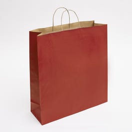 Sac kraft lisse poignées torsadées rouge 45x15x49cm - par 50 Sac kraft lisse poignées torsadées rouge 45x15x49cm - par 50