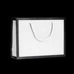 Sac Luxe pelliculé blanc lisière noir 36x12x28cm - par 12