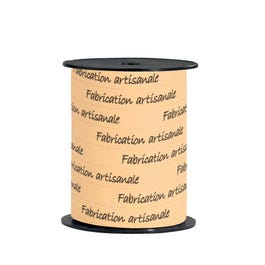 Bolduc "Fabrication artisanale" écriture chocolat sur fond écru 10mmx250m Bolduc "Fabrication artisanale" écriture chocolat sur fond écru 10mmx250m