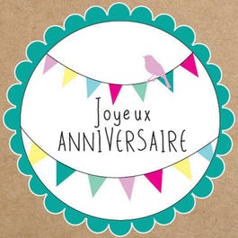 Etiquettes cadeaux adhésives "Joyeux anniversaire" 35x35mm - par 500