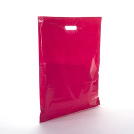 Sac plastique poignées découpées fuchsia 45x50+4cm - par 100 Sac plastique poignées découpées fuchsia 45x50+4cm - par 100