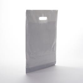 Sac plastique à poignées découpées gris 35x45+4cm - paquet de 100 Sac plastique à poignées découpées gris 35x45+4cm - paquet de 100