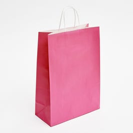 Sac kraft lisse fuchsia poignées torsadées 27x12x37cm - par 50 Sac kraft lisse fuchsia poignées torsadées 27x12x37cm - par 50