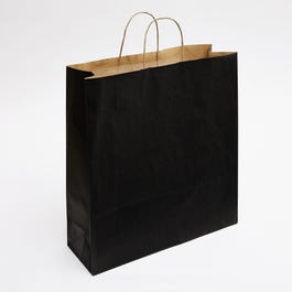 Sac kraft noir poignées torsadées 45x49x15cm - par 50 Sac kraft noir poignées torsadées 45x49x15cm - par 50