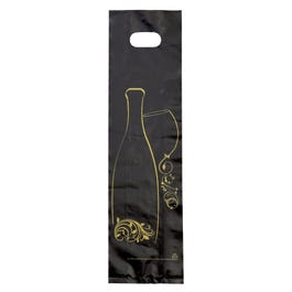 Sac 1 bouteille noir PEHD poignées découpées simples 12x46+6cm - par 50 Sac 1 bouteille noir PEHD poignées découpées simples 12x46+6cm - par 50
