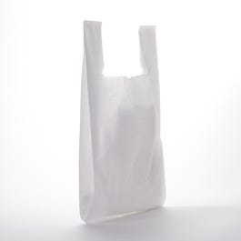 Sac bretelles réutilisables blanc PEBD 50µ 32x60+18cm - par 500 Sac bretelles réutilisables blanc PEBD 50µ 32x60+18cm - par 500