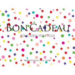 Bon cadeau à pois multicolores avec enveloppe et étiquette 13,5x17cm - par 6 Bon cadeau à pois multicolores avec enveloppe et étiquette 13,5x17cm - par 6