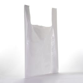 Sacs plastique blanc à bretelles 55x90+20cm - par 100 Sacs plastique blanc à bretelles 55x90+20cm - par 100