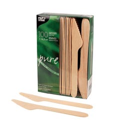 Couteaux bois "Pure" 16.5cm - par 100 Couteaux bois "Pure" 16.5cm - par 100