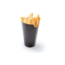Barquette à frites en carton noire avec fermeture 480ml 14x9x8,5cm - par 50 Barquette à frites en carton noire avec fermeture 480ml 14x9x8,5cm - par 50