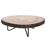 Table basse tranche de bois et pieds métal noir Ø40 x H13,5cm