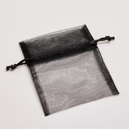 Sachet organza noir L 9 x H 12 cm - par 10 Sachet organza noir L 9 x H 12 cm - par 10