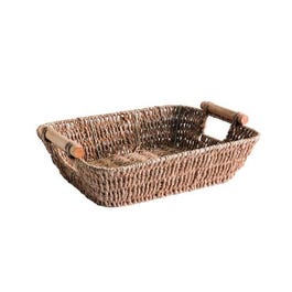 Panier naturel rectangle à anses bois L33xP26xH9cm Panier naturel rectangle à anses bois L33xP26xH9cm
