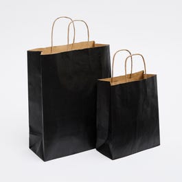 Sac kraft vergé noir poignées torsadées Sac kraft vergé noir poignées torsadées