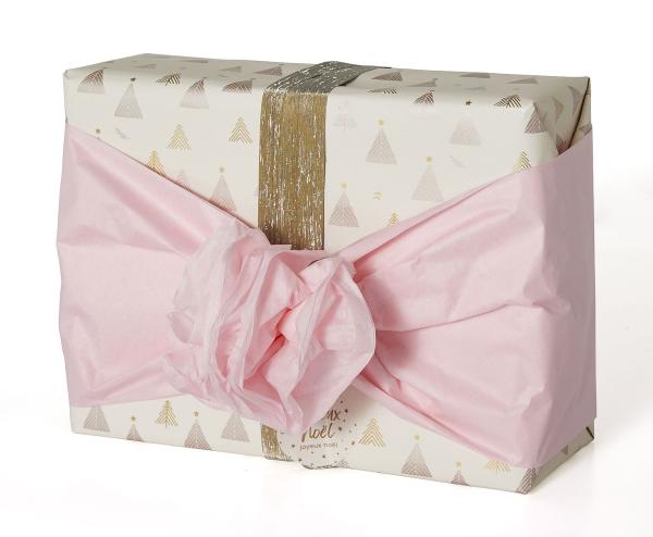 papier cadeau rose p√¢le et doré